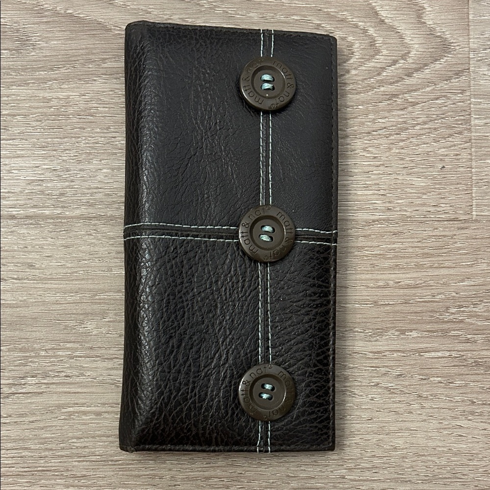 Matt & Nat Dark Brown Wallet with Button Details